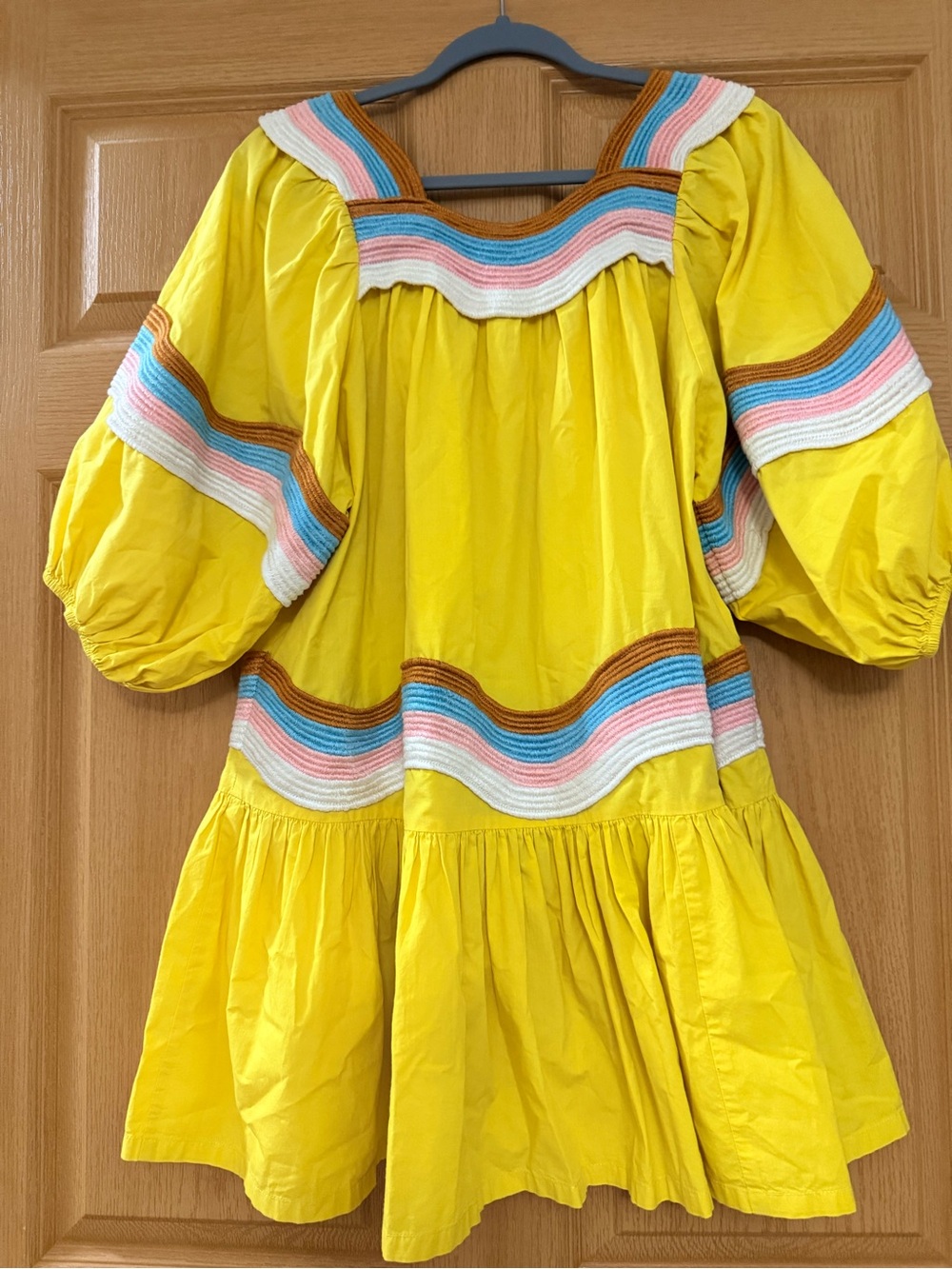 Corey Lynn Calter Yellow Dress with Multicolor Trim - Picture 4 of 7